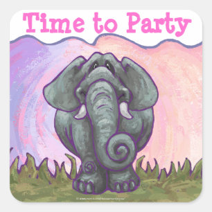 Pegatina Cuadrada Centro de Fiestas para elefantes