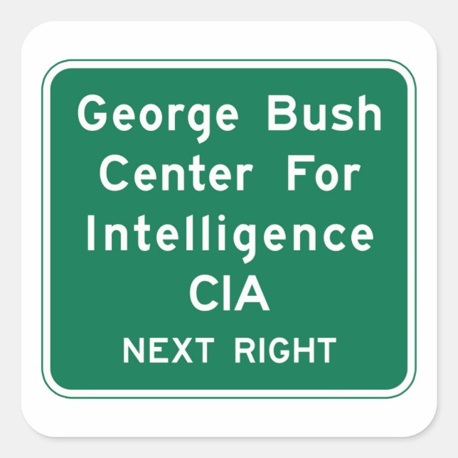 Pegatina Cuadrada Centro George Bush, Rótulo Road, Virginia (Estados (Anverso)