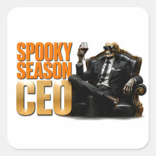 Pegatina Cuadrada 💼 CEO de la Temporada de Espanto Cita Divertida d