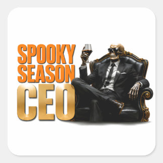 Pegatina Cuadrada 💼 CEO de la Temporada de Espanto Cita Divertida d