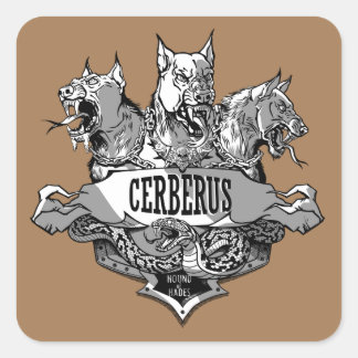 Pegatina Cuadrada Cerberus y Serpiente