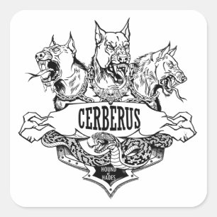 Pegatina Cuadrada Cerberus y Serpiente