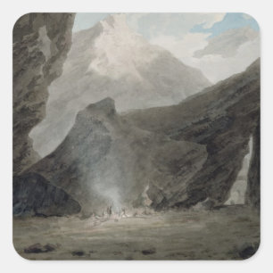 Pegatina Cuadrada Cerca de Chiavenna en el Grisons, c.1779 (w/c,