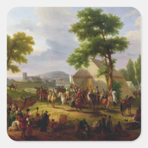 Pegatina Cuadrada Cerco de París de Enrique IV en 1593, 1818