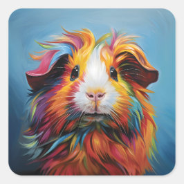 Pegatina Cuadrada Cerdo de Guinea vibrante