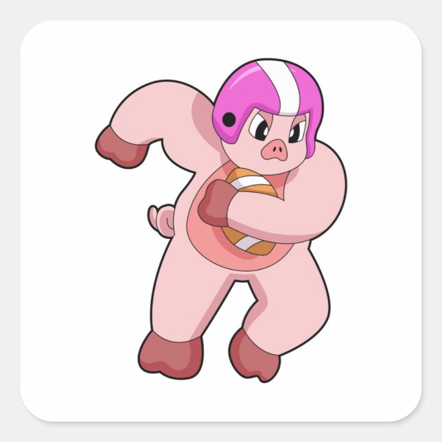 Pegatina Cuadrada Cerdo en deportes de fútbol (Anverso)