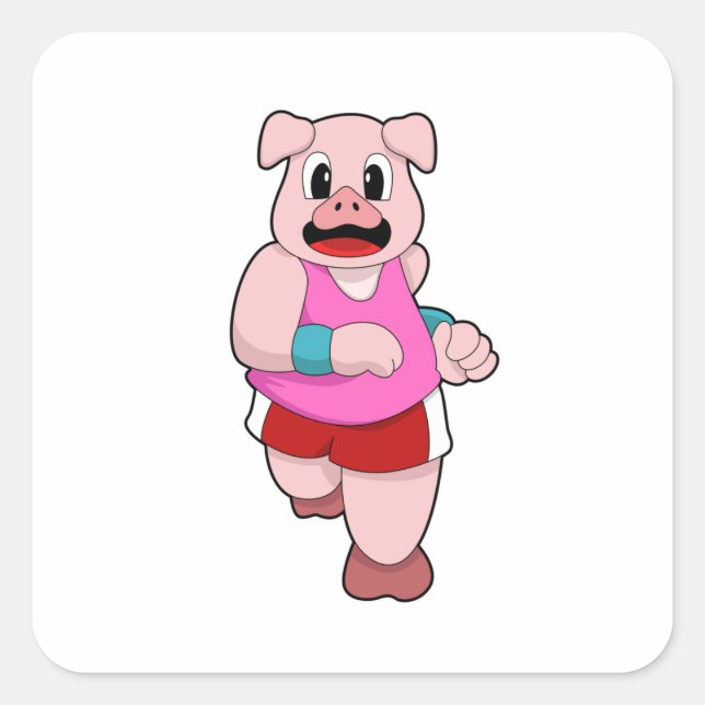 Pegatina Cuadrada Cerdo en ejecución (Anverso)