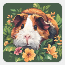 Cerdo guineano entre flores