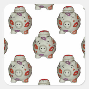 Pegatina Cuadrada Cerdo labial Adorable