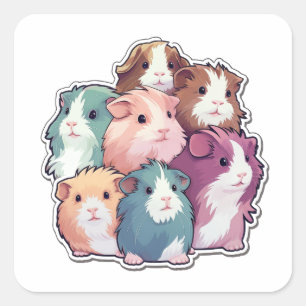 Pegatina Cuadrada Cerdos de Cuddle Cluster Guinea