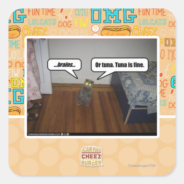 Pegatina Cuadrada cerebros (Anverso)