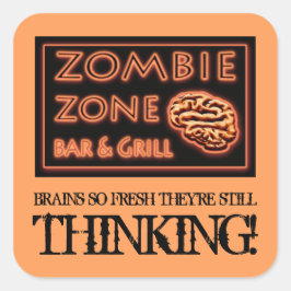 Pegatina Cuadrada Cerebros zombis tan nuevos que aún piensan en Hall
