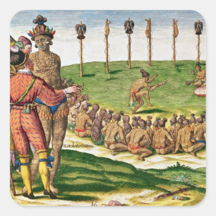 Pegatina Cuadrada Ceremonia de victoria india, de 'Brevis'