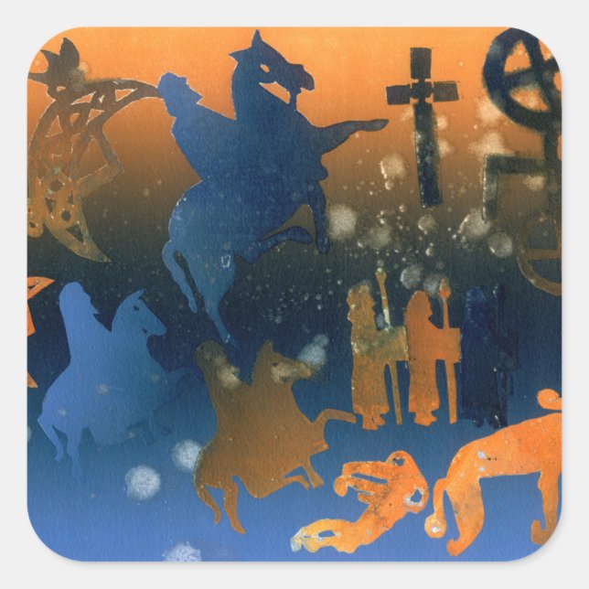 Pegatina Cuadrada Ceremonia pictórica (Anverso)