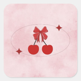 Pegatina Cuadrada Cereza