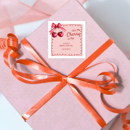 Pegatina Cuadrada Cerezo Rojo Y Rosa Sobre La Ducha De Cerezo Britán