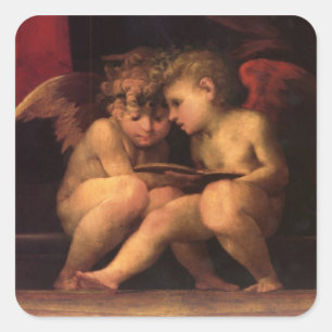 Pegatina Cuadrada Cernubos de Madonna con cuatro santos