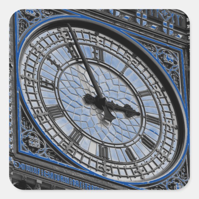 Pegatina Cuadrada Cerrar Big Ben Clock Tower Travel Europe (Anverso)