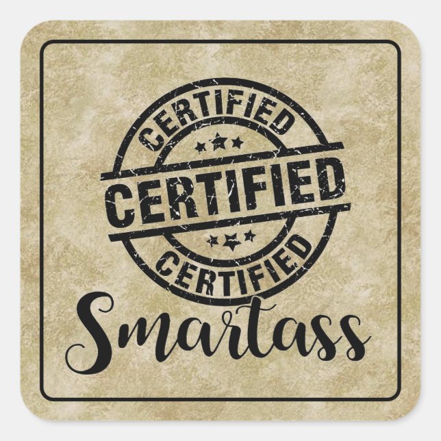 Pegatina Cuadrada Certificado Sabelotodo  (Anverso)