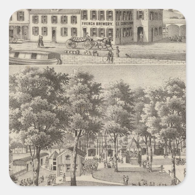 Pegatina Cuadrada Cervecería y cervecería de CL Centlivre (Anverso)