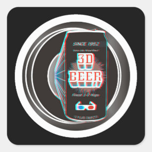 PEGATINA CUADRADA ¡CERVEZA 3D!