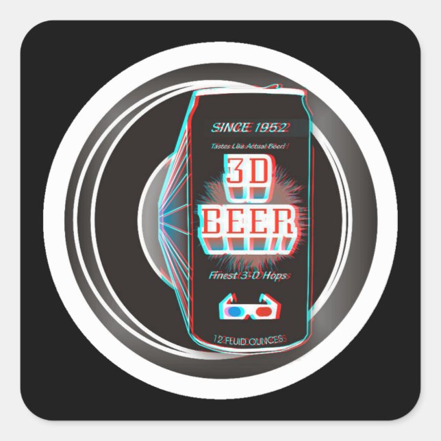 PEGATINA CUADRADA ¡CERVEZA 3D! (Anverso)