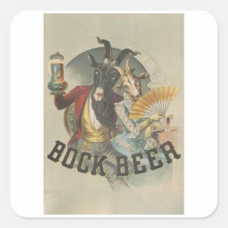Pegatina Cuadrada Cerveza Bock - Bock Danzante - Cerveza Vintage