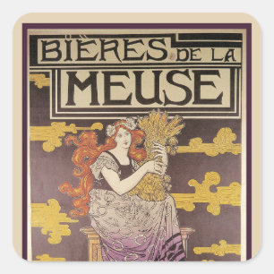 Pegatina Cuadrada Cerveza de la Meuse de Marc Auguste Bastard