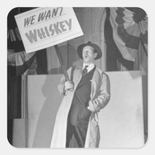 Pegatina Cuadrada Cerveza de la Prohibición Vintage, Queremos Cervez