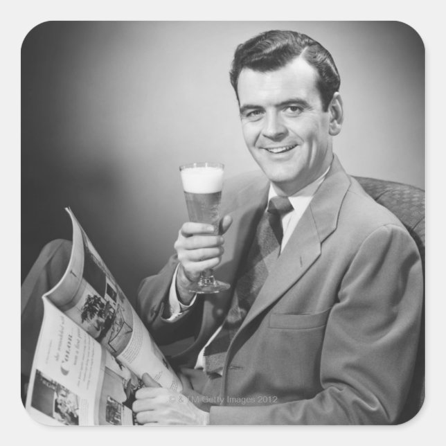 Pegatina Cuadrada Cerveza fría helada (Anverso)