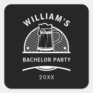 Pegatina Cuadrada Cervezas Negras y Blancas para Despedida de Solter