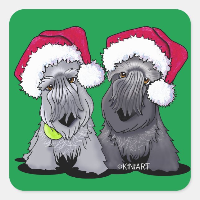 Pegatina Cuadrada Cesky Terrier Navidades (Anverso)