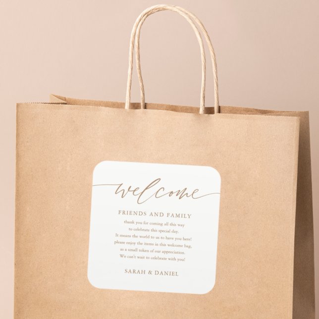 Pegatina Cuadrada Cesta de bolsitas de regalo de bienvenida Gold Ele (Subido por el creador)