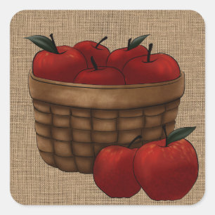Pegatina Cuadrada Cesta de manzanas