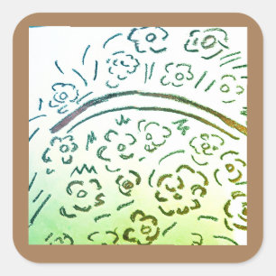 Pegatina Cuadrada Cesta de plata y oro con mango