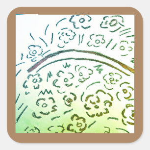 Pegatina Cuadrada Cesta dorada con mango