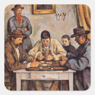Pegatina Cuadrada Cezanne - Los Jugadores de Tarjetas, 1892