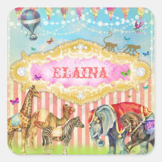Pegatina Cuadrada CG Magical Únete al Circus Vintage
