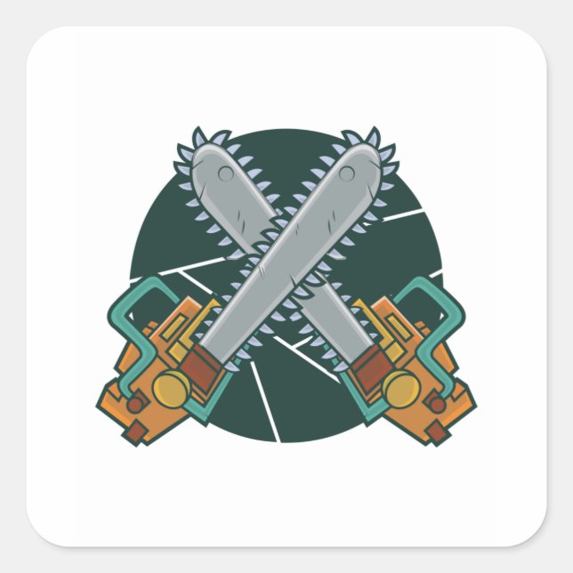 Pegatina Cuadrada Chainsaws (Anverso)