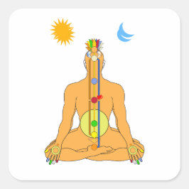 Pegatina Cuadrada Chakras Sentados