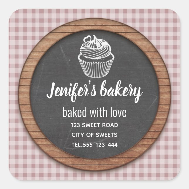 Pegatina Cuadrada Chalkboard Bizcochos y dulces caseros (Anverso)