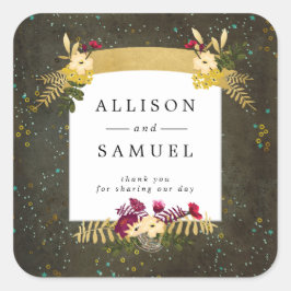 Pegatina Cuadrada Chalkboard Gold Silver Stars DIY Gracias