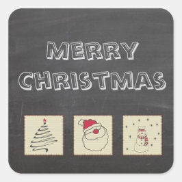 Pegatina Cuadrada Chalkboard lindo Navidades graciosos vacaciones de