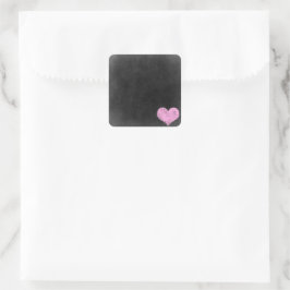 Pegatina Cuadrada Chalkboard Rustic Shabby Chic Pink Chalk Heart