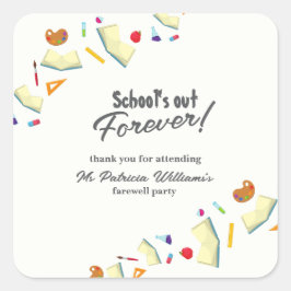 Pegatina Cuadrada Chalkboard School Farewell Retired Teacher Party 