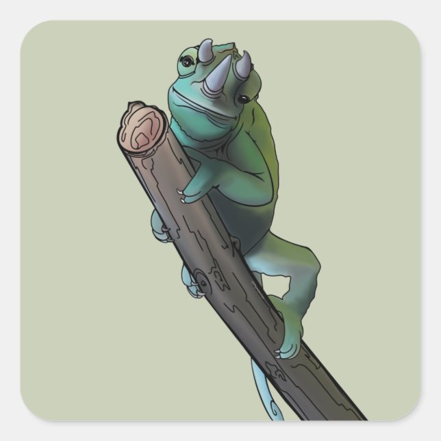 Pegatina Cuadrada Chameleon de Cute Jackson (Anverso)