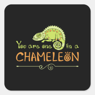 Pegatina Cuadrada Chameleon Lizard Reptile Gecko Dragon regalo graci