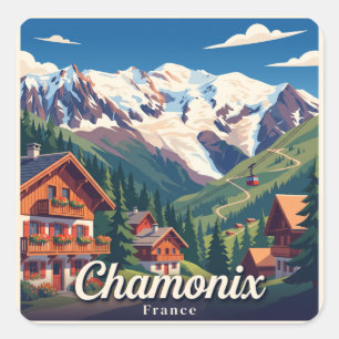 Pegatina Cuadrada Chamonix Francia