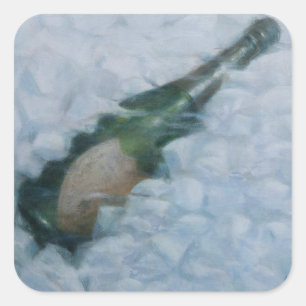 Pegatina Cuadrada Champagne en el hielo 2012