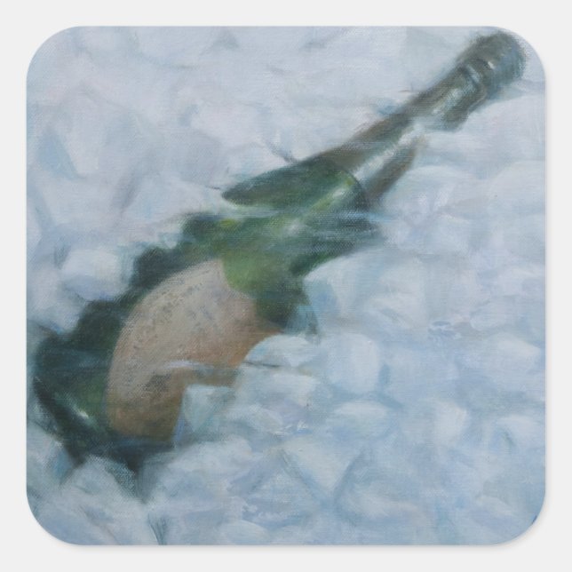 Pegatina Cuadrada Champagne en el hielo 2012 (Anverso)